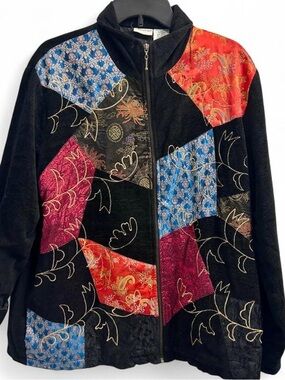 Multicolored tapestry style patchwork jacket